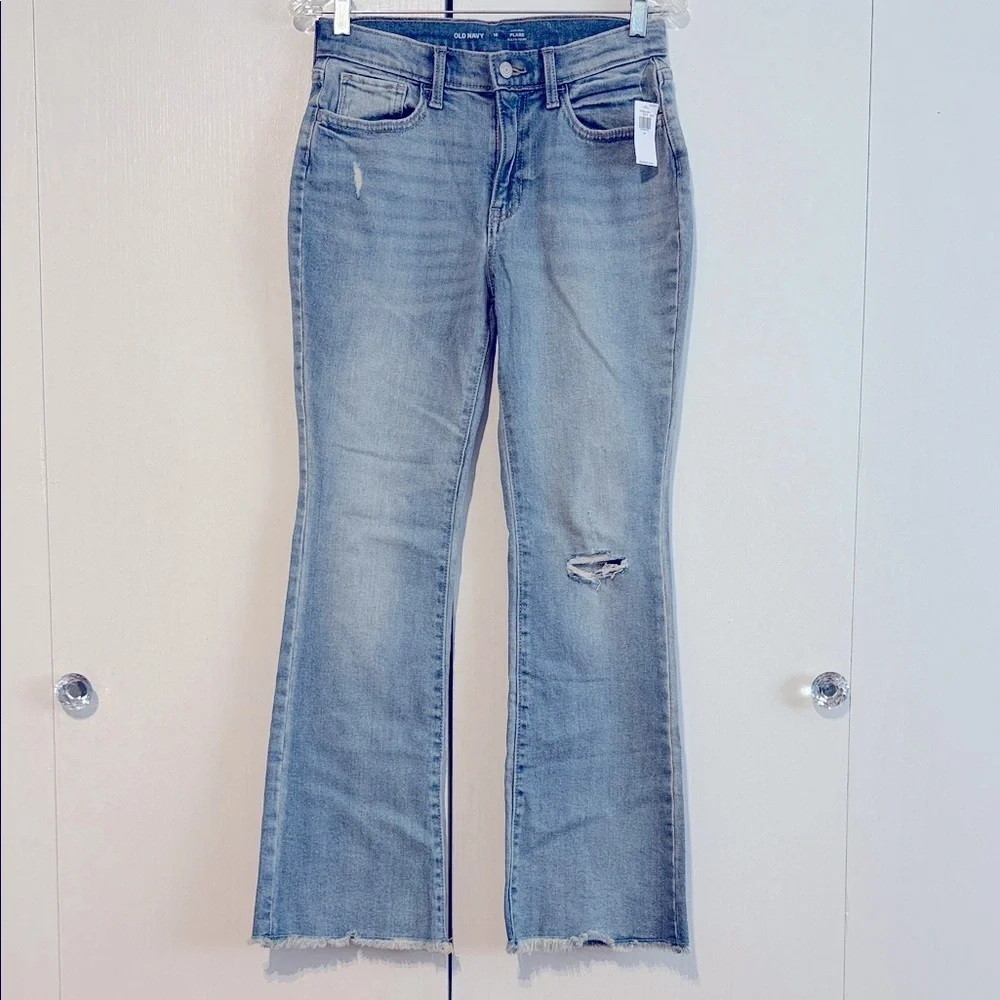 Old Navy High-Rise Flare Built-In Tough Ripped Jeans Girls Light Wash Sz 16 NWT